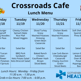 lunch menu for Nov 18-21