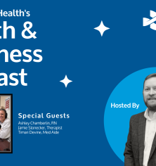 Cover for health & wellness podcast featuring host and special guests