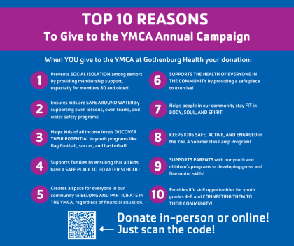 Annual YMCA Campaign Highlights 10 Reasons to Give