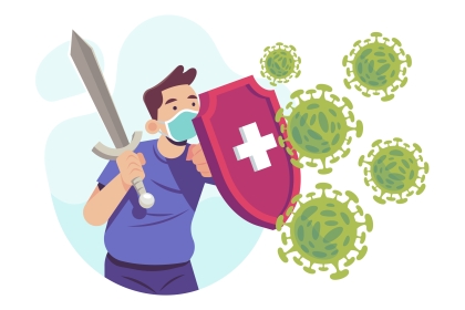 Person fighting virus illustrated