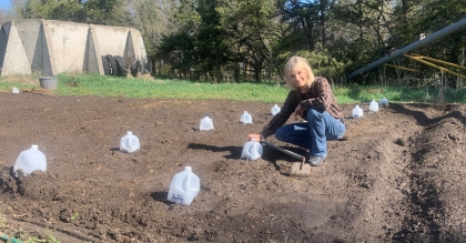 Mary Lou Block in her garden